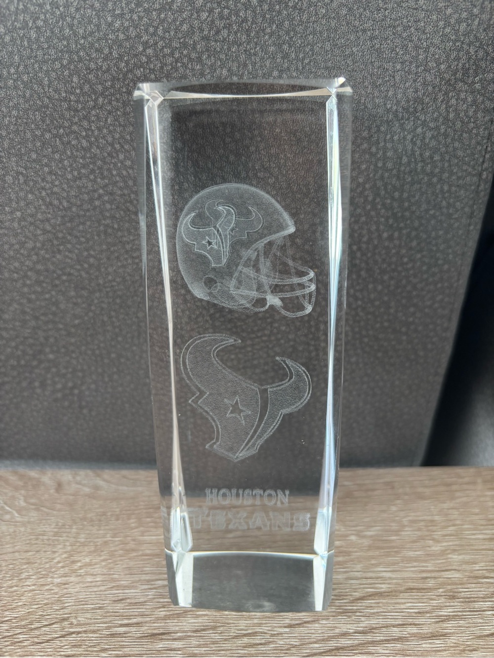 Houston Texans Glass Laser Etched Paper Weight